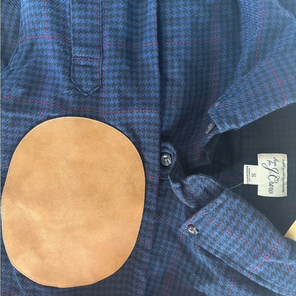 J. Crew Dark Blue and Subtle Red Plaid Shirt